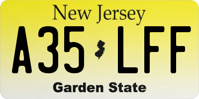 NJ license plate A35LFF
