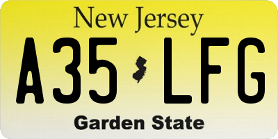 NJ license plate A35LFG