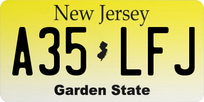 NJ license plate A35LFJ
