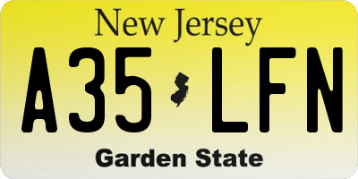 NJ license plate A35LFN