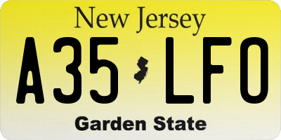 NJ license plate A35LFO