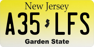 NJ license plate A35LFS