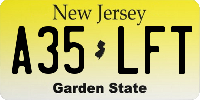 NJ license plate A35LFT