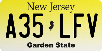 NJ license plate A35LFV