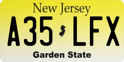 NJ license plate A35LFX