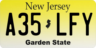 NJ license plate A35LFY