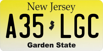 NJ license plate A35LGC