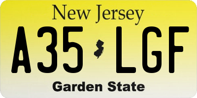NJ license plate A35LGF