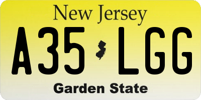 NJ license plate A35LGG