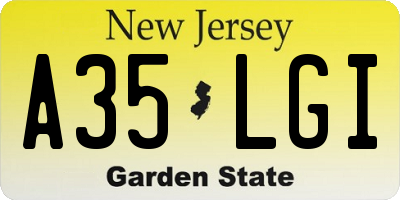 NJ license plate A35LGI