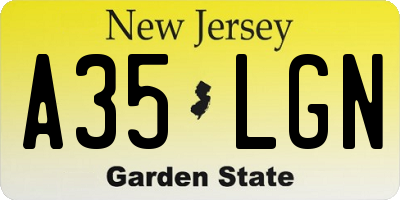 NJ license plate A35LGN