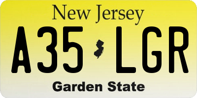 NJ license plate A35LGR