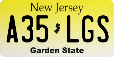 NJ license plate A35LGS