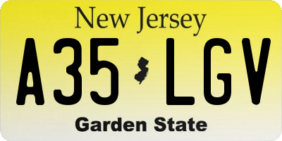 NJ license plate A35LGV