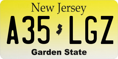 NJ license plate A35LGZ