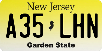 NJ license plate A35LHN
