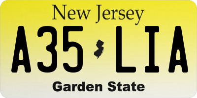 NJ license plate A35LIA