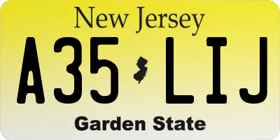NJ license plate A35LIJ
