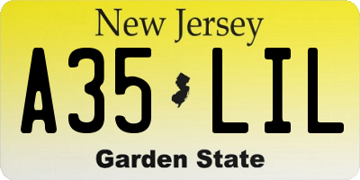 NJ license plate A35LIL