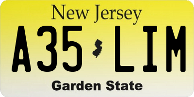 NJ license plate A35LIM