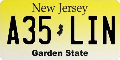 NJ license plate A35LIN