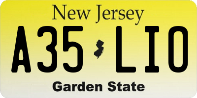 NJ license plate A35LIO