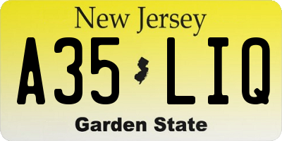 NJ license plate A35LIQ