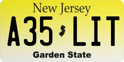 NJ license plate A35LIT