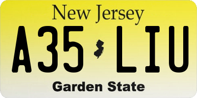 NJ license plate A35LIU