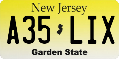 NJ license plate A35LIX