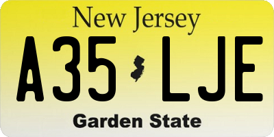 NJ license plate A35LJE