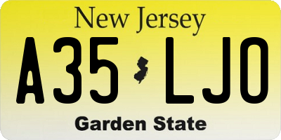 NJ license plate A35LJO