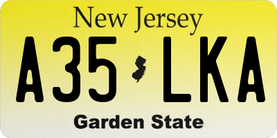 NJ license plate A35LKA