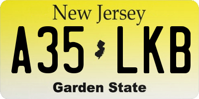 NJ license plate A35LKB