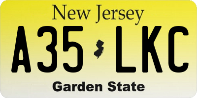 NJ license plate A35LKC