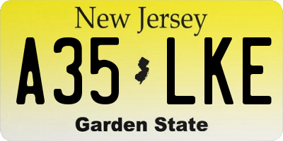 NJ license plate A35LKE