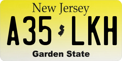 NJ license plate A35LKH