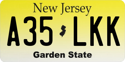 NJ license plate A35LKK