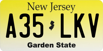 NJ license plate A35LKV