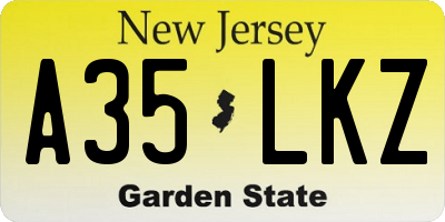 NJ license plate A35LKZ