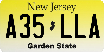 NJ license plate A35LLA