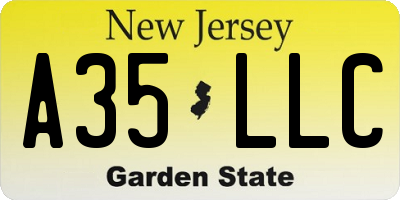 NJ license plate A35LLC