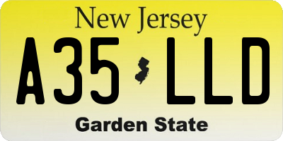 NJ license plate A35LLD