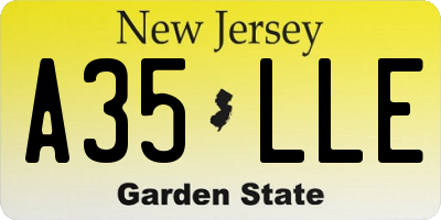 NJ license plate A35LLE