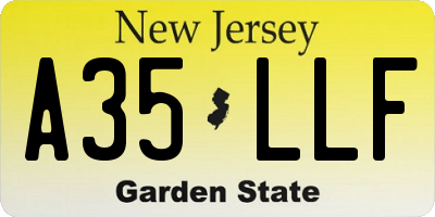 NJ license plate A35LLF