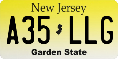 NJ license plate A35LLG