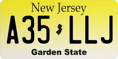NJ license plate A35LLJ