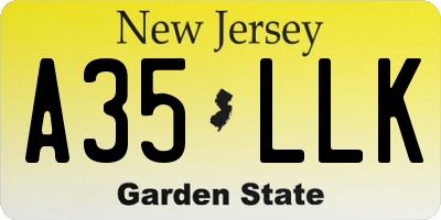 NJ license plate A35LLK