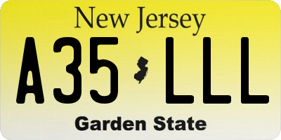 NJ license plate A35LLL