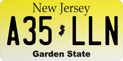 NJ license plate A35LLN